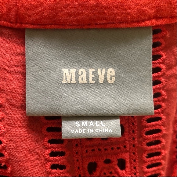 Anthropologie Maeve Kailana Orange Flutter Sleeve Button Front Eyelet Top Small - Picture 4 of 6